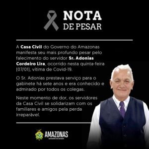 Imagem da notícia - NOTA DE PESAR – Casa Civil comunica o falecimento do Sr. Adonias Cordeiro Lira